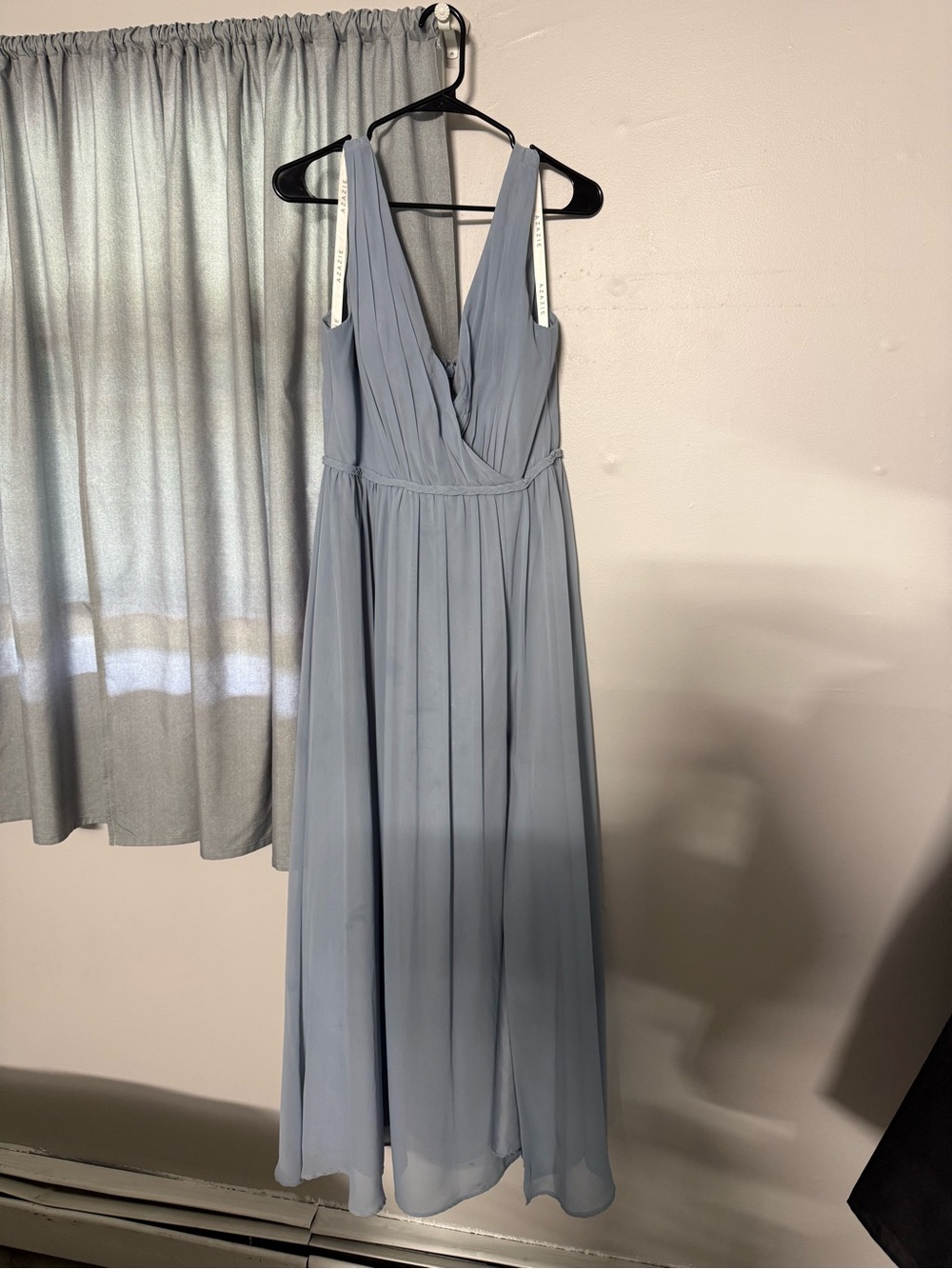 Azazie Light Blue V-Neck Chiffon Maxi Dress
